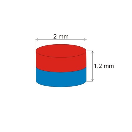 Magnet neodim cilindru cu diam.2x1,2 N 80 °C, VMM8-N45 [1]