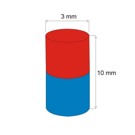 Magnet neodim cilindru cu diam.3x10 N 80 °C, VMM4-N35 [1]
