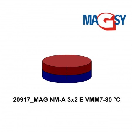 Magnet neodim cilindru cu diam.3x2 E 80 °C, VMM7-N42 [3]