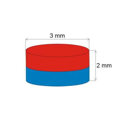 Magnet neodim cilindru cu diam.3x2 N 80 °C, VMM4-N30 [1]