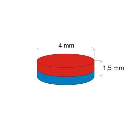 Magnet neodim cilindru cu diam.4x1,5 N 80 °C, VMM7-N42 [1]