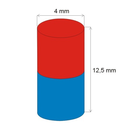 Magnet neodim cilindru cu diam.4x12,5 N 80 °C, VMM7-N42 [1]