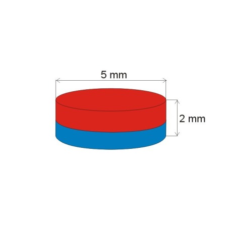 Magnet neodim cilindru cu diam.5x2 N 80 °C, VMM11-N52 [1]