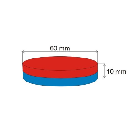 Magnet neodim cilindru cu diam.60x10 N 80 °C, VMM6-N40 [1]