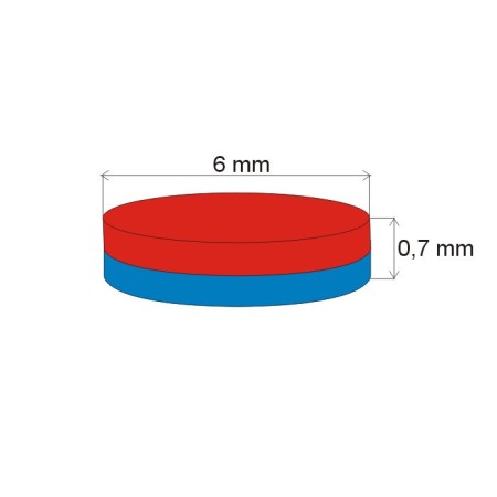 Magnet neodim cilindru cu diam.6x0,7 N 80 °C, VMM4 [1]
