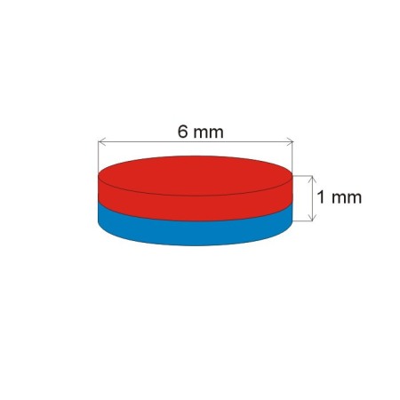 Magnet neodim cilindru cu diam.6x1 E 80 °C, VMM10-N50 [1]
