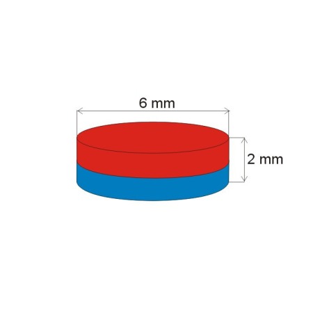 Magnet neodim cilindru cu diam.6x2 Au 80 °C, VMM7-N42 [1]