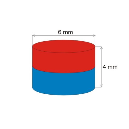 Magnet neodim cilindru cu diam.6x4 N 80 °C, VMM4-N35 [1]