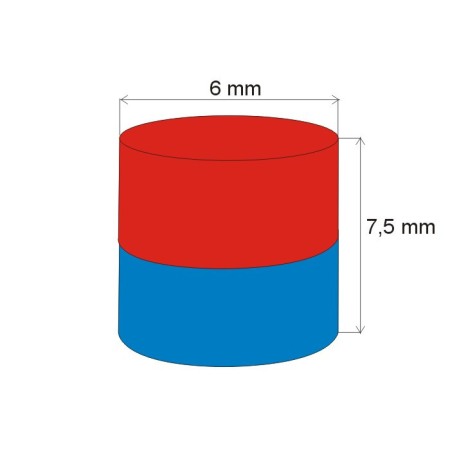 Magnet neodim cilindru cu diam.6x7,5 N 80 °C, VMM4-N35 [1]