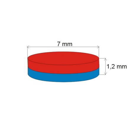 Magnet neodim cilindru cu diam.7x1,2 N 80 °C, VMM5-N38 [1]