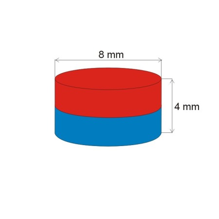 Magnet neodim cilindru cu diam.8x4 N 80 °C, VMM5-N38 [1]