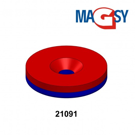 Magnet neodim cilindru cu gaură pentru șurub cu cap înecat diam. 23 x 4 N 80 °C, VMM4-N35 [2]