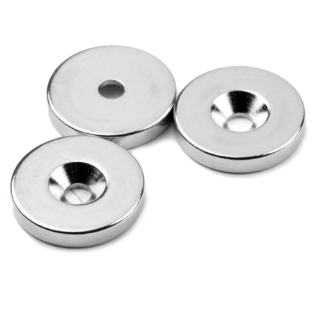 Magnet neodim cilindru cu gaură pentru șurub cu cap înecat diam. 23 x 4 N 80 °C, VMM4-N35 [1]