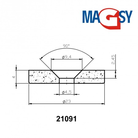 Magnet neodim cilindru cu gaură pentru șurub cu cap înecat diam. 23 x 4 N 80 °C, VMM4-N35 [3]