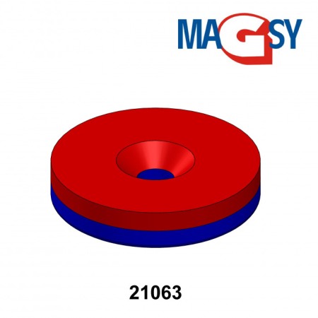 Magnet neodim cilindru cu gaură pentru șurub cu cap înecat diam. 25 x 5 N 80 °C, VMM4-N35 [3]