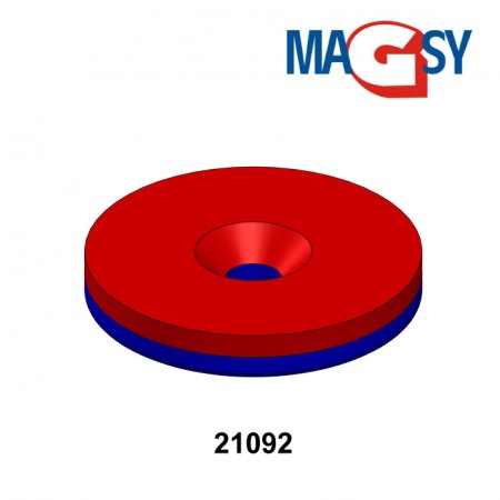 Magnet neodim cilindru cu gaură pentru șurub cu cap înecat diam. 27 x 4 N 80 °C, VMM4-N35 [4]
