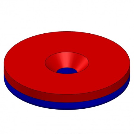 Magnet neodim cilindru cu gaură pentru șurub cu cap înecat diam. 27 x 4 N 80 °C, VMM4-N35 [3]
