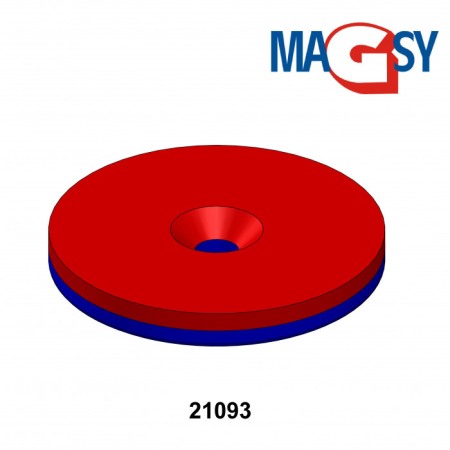 Magnet neodim cilindru cu gaură pentru șurub cu cap înecat diam. 34 x 4 N 80 °C, VMM4-N35 [4]