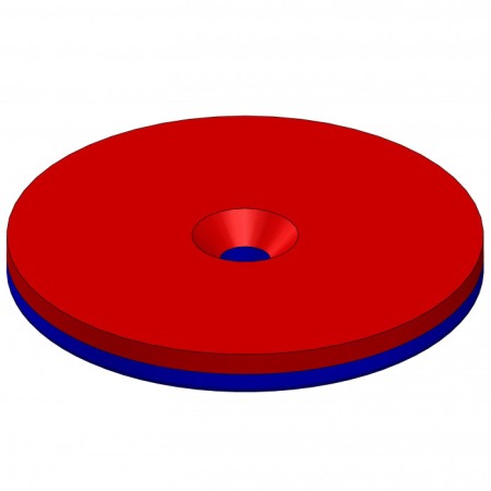 Magnet neodim cilindru cu gaură pentru șurub cu cap înecat diam. 42 x 4 N 80 °C, VMM4-N35 [2]