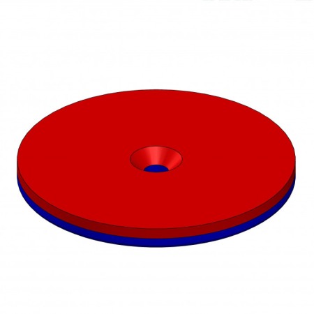 Magnet neodim cilindru cu gaură pentru șurub cu cap înecat diam. 50 x 4 N 80 °C, VMM4-N35 [2]