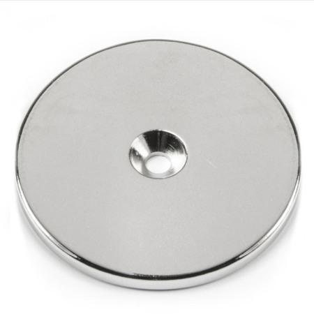 Magneți NdFeB cilindru cu gaură pentru șurub - axial - Magnet neodim cilindru cu gaură pentru șurub cu cap înecat diam. 50 x 4 N 80 °C, VMM4-N35