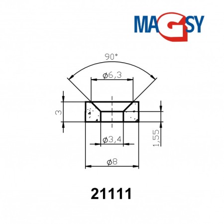 Magnet neodim cilindru cu gaură pentru șurub cu cap înecat diam. 8 x 6/3,4 x 3-M3-N-80 °C, VMM4-N35 [2]