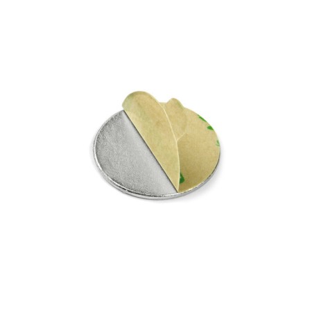 Magneți NdFeB bloc cu autocolant - axial - Magnet neodim cu autocolantă 3M, diam.18x1 mm, grosime autocolantă 0,06 mm