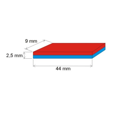 Magnet neodimic 44x9x2,5 mm, N VMM7UH-180 °C [1]