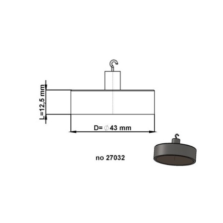 Magnet oală cu cârlig diam. 43x12,5 mm [2]