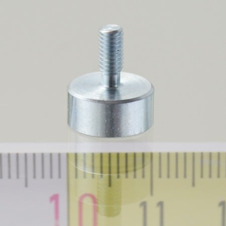 Lentile magnetice - Magnet oală cu coadă, diam. 10 x înălțime 4,5 mm cu filet exterior M3, înălțime filet 7 mm