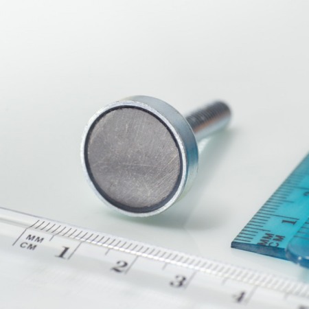 Magnet oală cu coadă, diam. 20 x înălțime 6 mm cu filet exterior M6, înălțime filet 30 mm [1]