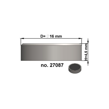 Magnet oală diam. 16 x înălțime 4,5 mm, fără filet [2]