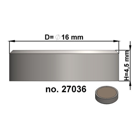 Magnet oală diam. 16 x înălțime 4,5 mm, fără filet [2]