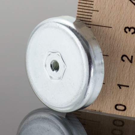 Lentile magnetice - Magnet oală diam. 32 x înălțime 7 mm cu filet interior M4-6H