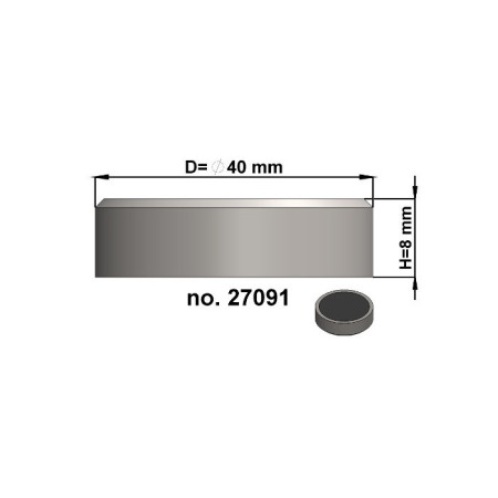 Magnet oală diam. 40 x înălțime 8 mm, fără filet [2]