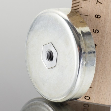 Lentile magnetice - Magnet oală diam. 63 x înălțime 14 mm cu filet interior M8