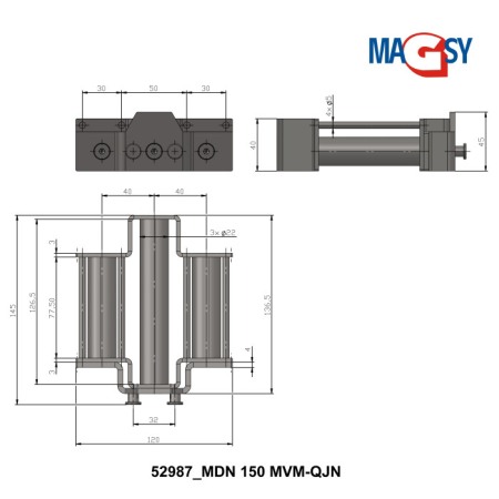Magnet pentru pâlnia de alimentare, DN 150 mm, 80 °C, 10.000 Gs, 66 N [3]