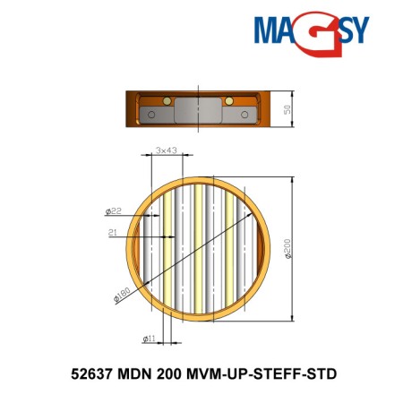 Magnet pentru pâlnia de alimentare MDN 200 MVM-UP-STEFF-STD, 4.530 Gs, 35.5 N [3]