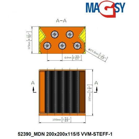 Magnet pentru pâlnia de alimentare MDN 200x200x115/5 VVM-STEFF-1 [3]