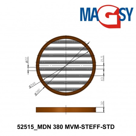 Magnet pentru pâlnia de alimentare MDN 380 MVM-STEFF-STD, 4.530 Gs, 35,5 N [6]