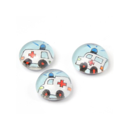 Magneți - Magneți de frigider din sticlă - ambulanță - 3 buc.
