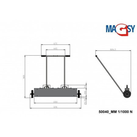 Mătură magnetică cu lățimea de 1000 mm cu magneți neodim [2]