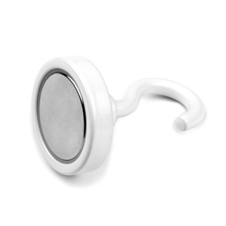 Magneți oală cu cârlig - Oală magnetică cu cârlig (cârlig magnetic) diam. 32 N alb