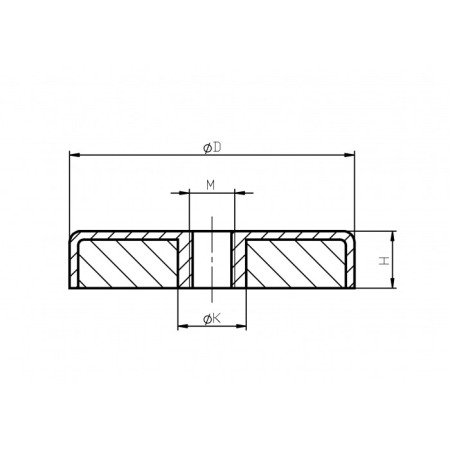 Oală magnetică diam. 80 x înăltime 18 mm, filet interior M8-6H [2]