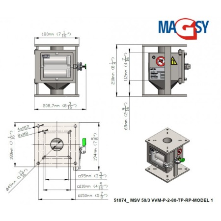 Separator magnetic cu grile MSV 50/3 VVM-P-2-80-TP-RP-MODEL1 [4]
