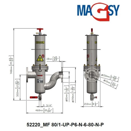 Separator magnetic lichide MF 80/1-UP-P6-N-6-80-N-P [6]