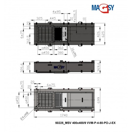 Separator magnetic unilateral MSV 400x400/9 VVM-P-4-80-PO-J-EX [1]