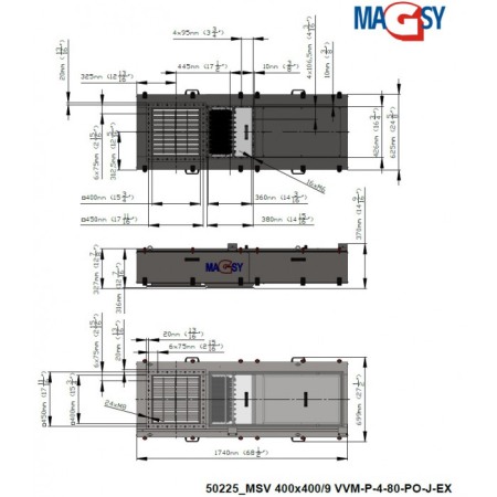 Separator magnetic unilateral MSV 400x400/9 VVM-P-4-80-PO-J-EX [2]