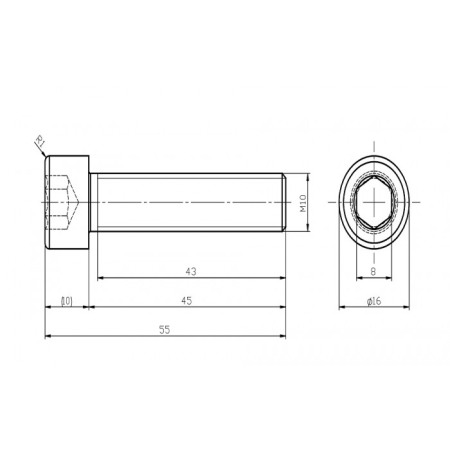 Șurub din oțel inoxidabil M10x45 / inbus [1]
