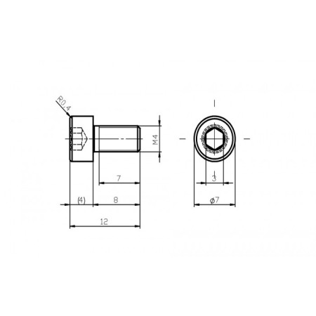 Șurub din oțel inoxidabil M4x8 / inbus [1]
